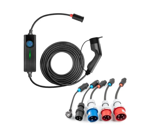 Besen állítható hordozható elektromos autó töltő táskával max. 3x24A (16,5kW) , 5 méter (Type2)